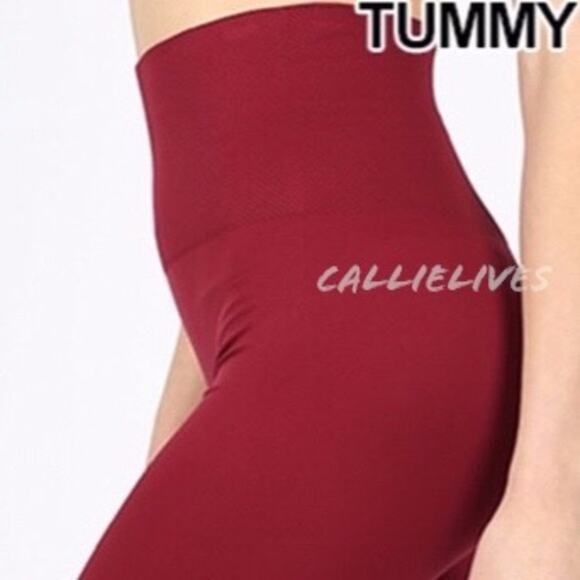 S/M Miz Seamless High Waist Burgundy Wine Leggings Small Medium Callie Zenana - Picture 5 of 11